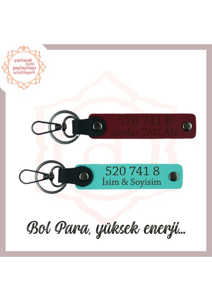 Turkuaz-Bordo, Adınıza Özel Bolluk Getiren Hediyelik 2'li Anahtarlık 520 741 8 Manevi Denge ve Enerji