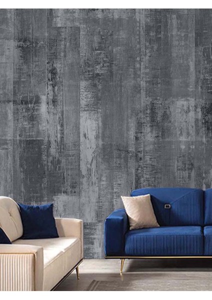 Siyah Ahşap Desenli Isı ve Ses Yalıtımlı Sağlıklı Tekstil Duvar Kağıdı