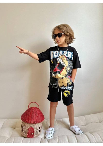 Yigit Butik Dinazor Baskılı Şortlu Erkek Çocuk Alt Üst Takım fiyatları