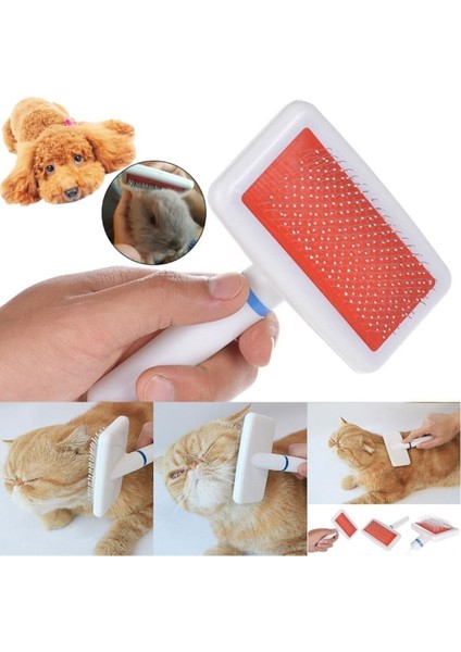 Kedi Köpek Evcil Hayvan Tüy Tarama ve Kaşıma Fırçası Telli Beyaz