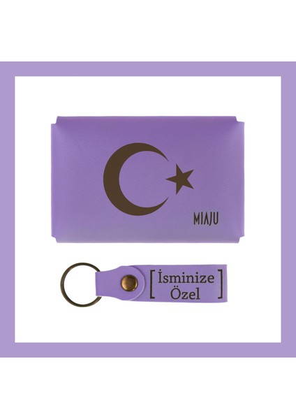 Yavru Ağzı, Ay Yıldız Desenli, Isme Özel, Cüzdan Ve Anahtarlık Set, Hediyelik Anı, Özel Günler Için fiyatları