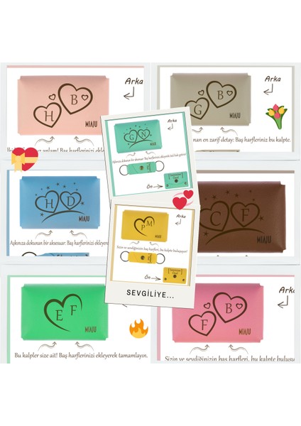 Kahverengi, Kalpte Iki Harf! Sevgiliye Özel Kişiselleştirilebilir Cüzdan & Anahtarlık Set, Aşka Özel fiyatları