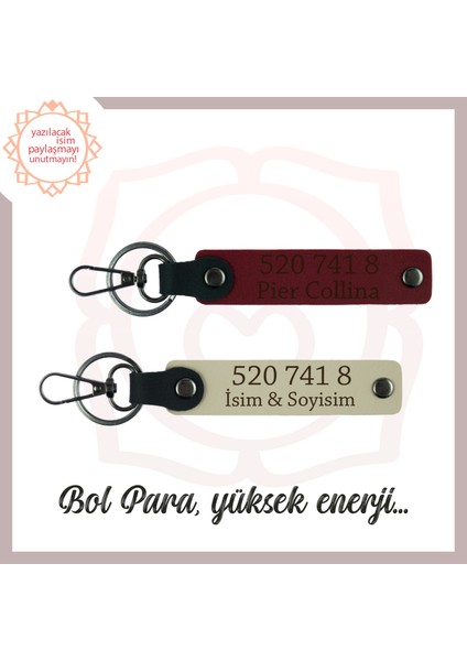 Sütlü Kahve-Bordo, İsminiz Yazılabilen Kişiye Özel 2'li Anahtarlık, Denge Getirici 520 741 8 Enerji Kod