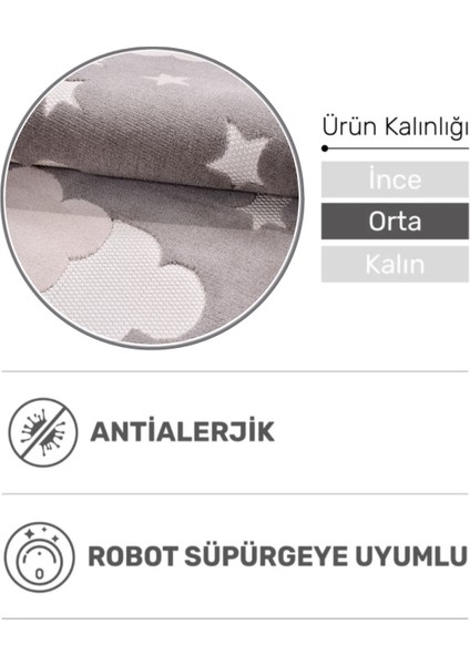 Bulut Masalı Çocuk Halısı – Pamuk Dokuma Tabanlı, Kolay Temizlenen Çocuk Odası Halısı