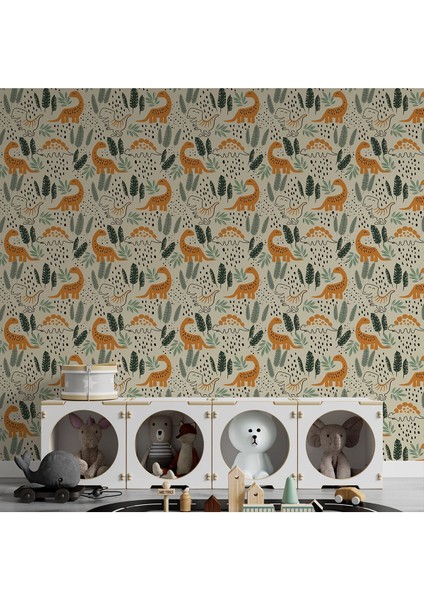 Dinazorlu Çocuk Odası Duvar Kağıdı Tek Parça Isı ve Ses Yalıtımlı Yırtılmaz fiyatları
