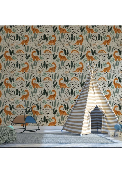 Dinazorlu Çocuk Odası Duvar Kağıdı Tek Parça Isı ve Ses Yalıtımlı Yırtılmaz fırsatları