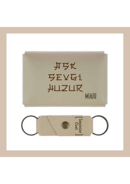 Turkuaz, Aşk Sevgi Huzur Yazılı Isme Özel, Cüzdan Ve Anahtarlık Set, Sevgiliye Hediyelik Set fiyatları