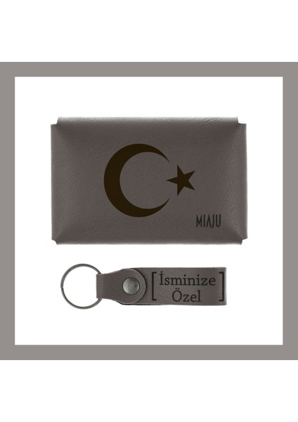 Yavru Ağzı, Ay Yıldız Desenli, Isme Özel, Cüzdan Ve Anahtarlık Set, Hediyelik Anı, Özel Günler Için fiyatları