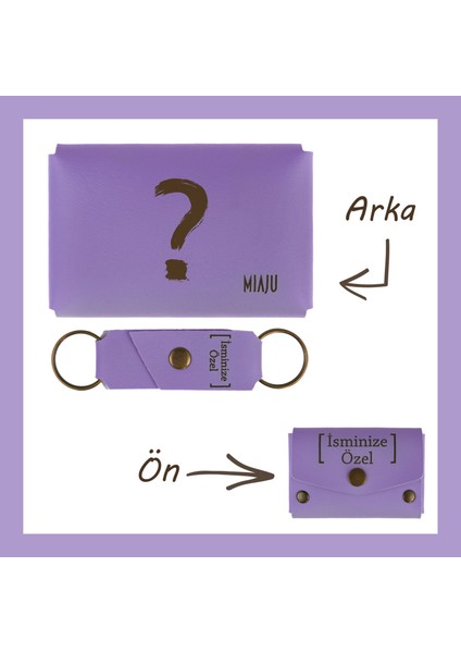 Yavru Ağzı, Soru Işareti Desenli, Isme Özel, Cüzdan Ve Anahtarlık Set, Arkadaşa Hediye Aksesuar