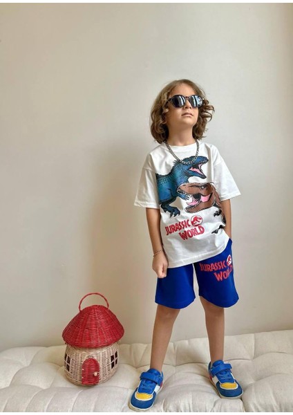 Yigit Butik Dinazor Baskılı Şortlu Erkek Çocuk Alt Üst Takım
