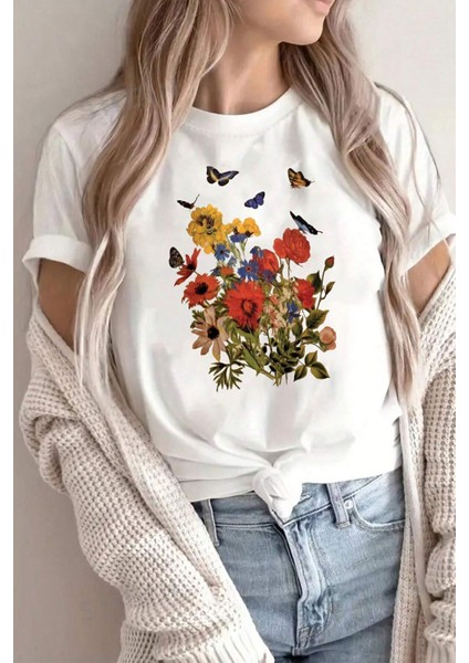 Tarzsokak Flowers Baskılı Oversize