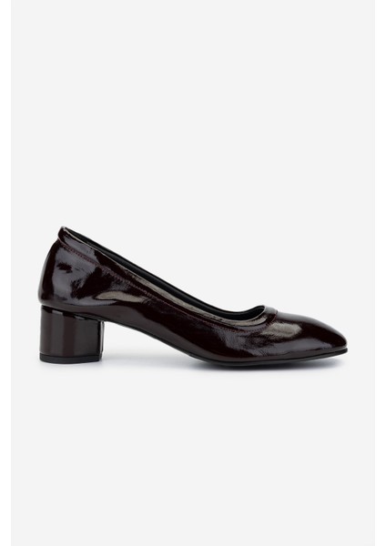 Kadın Deri Bordo Rugan Topuklu Ayakkabı 35 7001-1 Bn Ayk Y25 Bordo Rgn