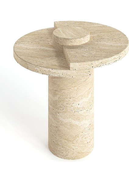 Farah-Traverten Kademeli Tabla Yan Sehpa