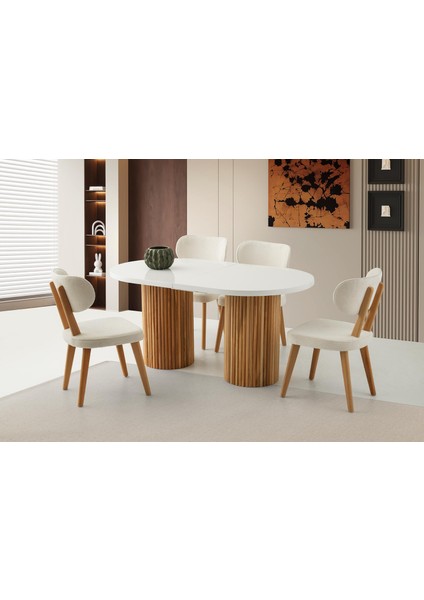 Truva Masa, Sirius Sandalye, Beyaz, 160 x 90