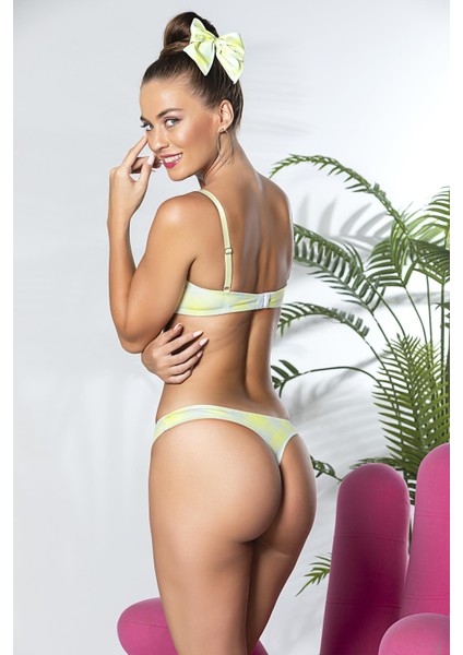 Ekose Desenli, Hafif Destekli, Sütyen ve Slip Külot Takım Sarı (BRF32081) fiyatları