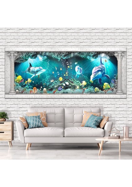 Duvar Akvaryumu Desenli Isı ve Ses Yalıtımlı Sağlıklı Tekstil Duvar Kağıdı