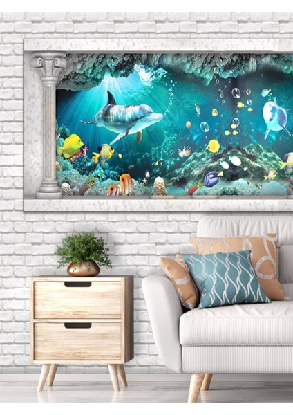Duvar Akvaryumu Desenli Isı ve Ses Yalıtımlı Sağlıklı Tekstil Duvar Kağıdı modelleri