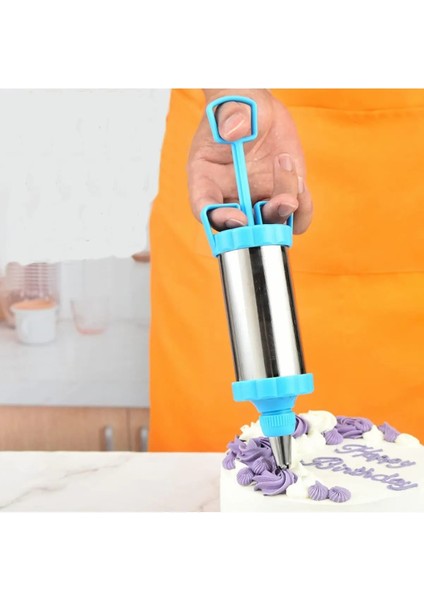 5 Parça Pasta Seti Doldurulabilir Metal Krema Süsleme Şırıngası Pasta Malzemeleri Krema Torbası