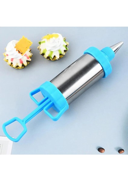 5 Parça Pasta Seti Doldurulabilir Metal Krema Süsleme Şırıngası Pasta Malzemeleri Krema Torbası