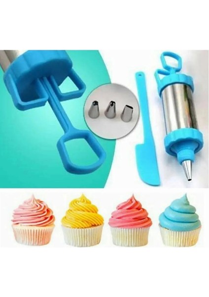 5 Parça Pasta Seti Doldurulabilir Metal Krema Süsleme Şırıngası Pasta Malzemeleri Krema Torbası