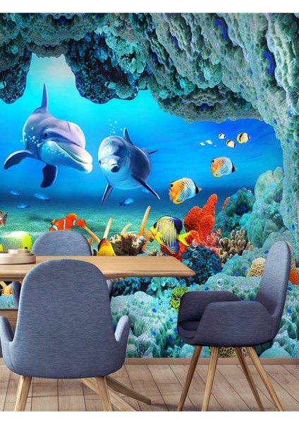 Denizaltı Balıklar Desenli Isı ve Ses Yalıtımlı Sağlıklı Tekstil Duvar Kağıdı fiyatları