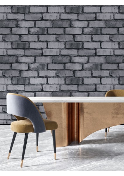 Duvar Kağıdı 3 Boyutlu Siyah Taş Duvar Desenli Silinebilir Tekstil Duvar Kağıdı