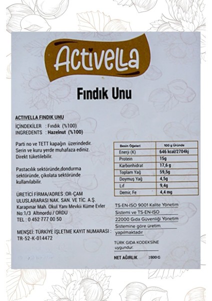Fındık Unu 500GR