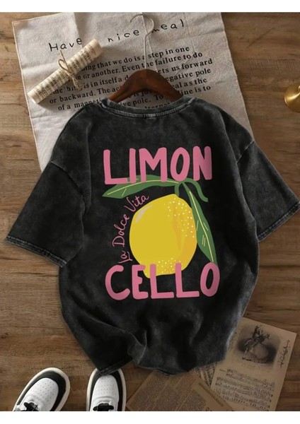 Tarzsokak Limon Cello Baskılı Oversize