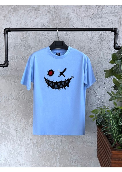 Tarzsokak Smile Monster Baskılı Mavi Oversize Erkek