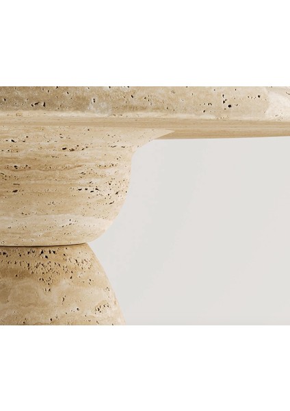 Maude-Traverten Yuvarlak Huni Ayaklı Yan Sehpa fiyatları