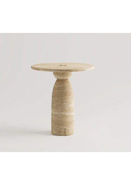 Maude-Traverten Yuvarlak Huni Ayaklı Yan Sehpa modelleri