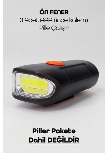 Bisiklet Tekli Ön Fener Işık Pilli 300 Lümen Bisiklet Ön Farı Led Işık Siyah 4446