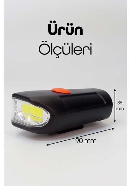 Bisiklet Tekli Ön Fener Işık Pilli 300 Lümen Bisiklet Ön Farı Led Işık Siyah 4446