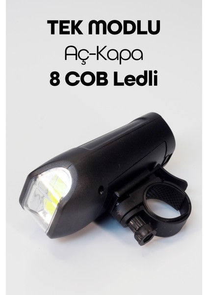 Bisiklet Tekli Ön Fener Işık Pilli 300 Lümen Bisiklet Ön Farı Led Işık Siyah 4446
