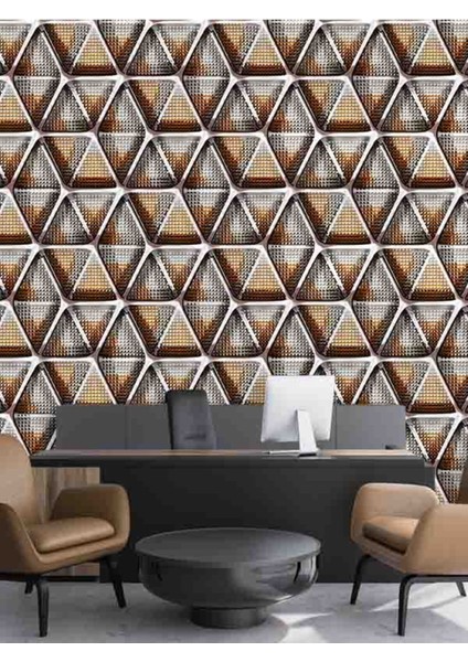 3 Boyutlu Geometrik Şekil Desenli Silinebilir Tekstil Duvar Kağıdı