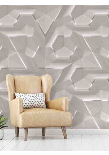 3 Boyutlu Geometrik Şekil Desenli Silinebilir Tekstil Duvar Kağıdı