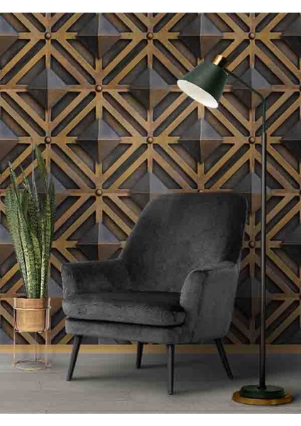 3 Boyutlu Geometrik Desenli Silinebilir Tekstil Duvar Kağıdı