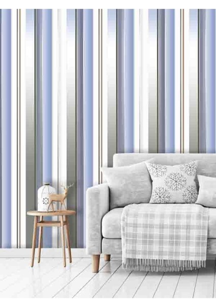 3 Boyutlu Geometrik Çizgili Desen Silinebilir Tekstil Duvar Kağıdı