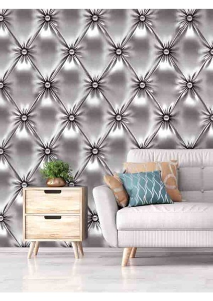 3 Boyutlu Deri Desenli Silinebilir Tekstil Duvar Kağıdı