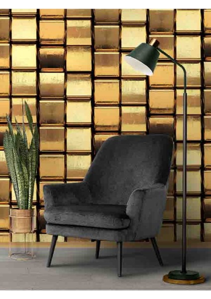 3 Boyutlu Gold Küpler Desenli Silinebilir Tekstil Duvar Kağıdı