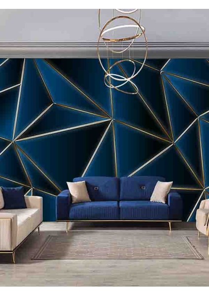 3 Boyutlu Soyut Geometrik Üçgen Desenli Tekstil Duvar Kağıdı