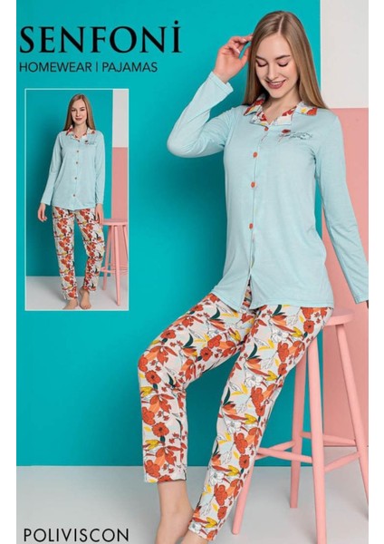 Kadın Düğmeli Uzun Kol Pijama Takımı Senfoni - 10274 fiyatları