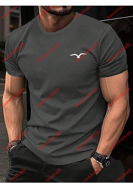 Tarzsokak Model 3953 Erkek Yazlık Yuvarlak Yaka Kısa Kollu Günlük Tişört, Yaz