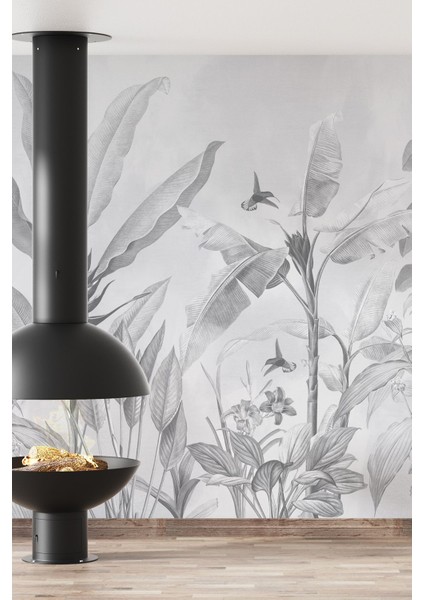 Tropikal Bitki Desenli Özel Dijital Baskılı Duvar Kağıdı-Tek Parça Üretim 3D Tasarım indirimleri