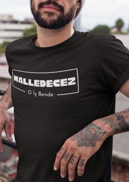 Hayat Koruma Halledecez Bisiklet Yaka Yüksek Kalite Baskılı Siyah T-Shirt