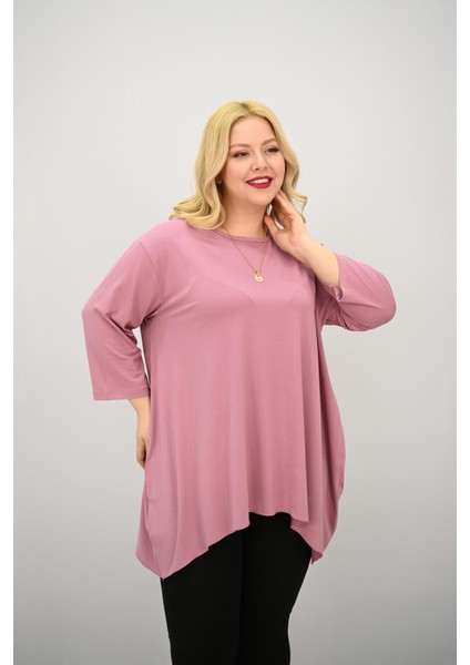 Kadın Büyük Beden Truvakar Kol Asimetrik Kesim Tunik 1964-25 fiyatları