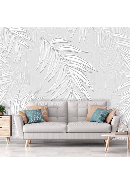 Doğal Dokunuşlu 3D Yaprak Desenli Özel Tasarım Duvar Kağıdı-Yırtılmaz Leke Tutmaz Duvar Kağıdı