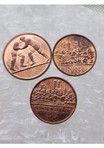 3 Adet Alman 2cm Çap Madalya 1972 Yılına Ait. Ufak Boy 3 Adet Alman fiyatları