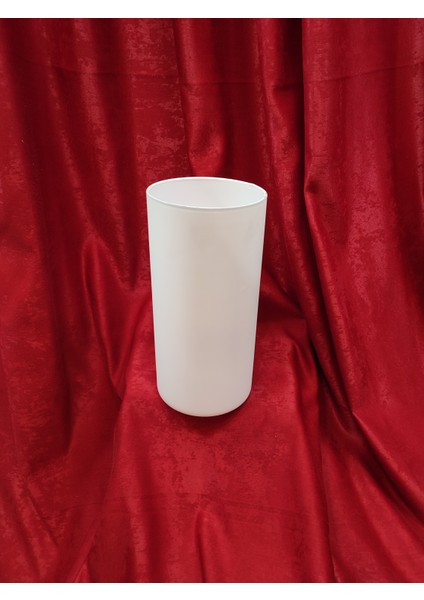 Büyük Tekli Silindir Avize Camı Beyaz Renkli (Yükseklik: 29.00cm- Çap: 14.00cm)