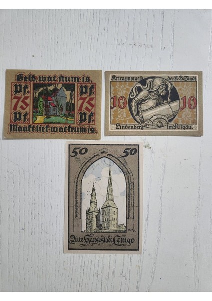 1921 Yılına Ait 3 Adet Alman Notegeld